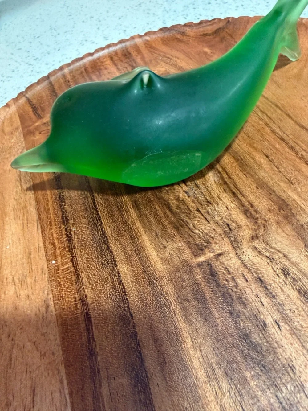 Green Glass Dolphin Figurine Decorative Pet Fish Accent